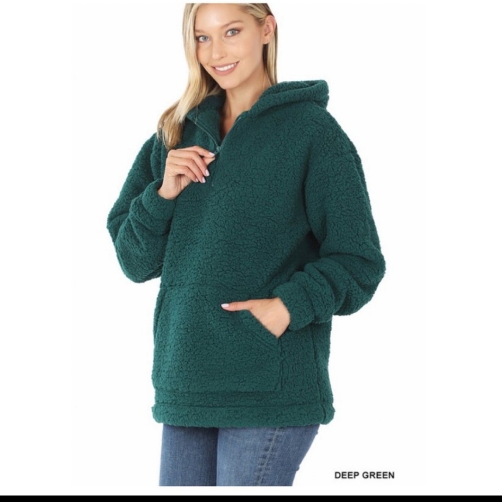 🧡6/$25🧡❄️GREEN SHERPA HOODIE-XL - Picture 2 of 2